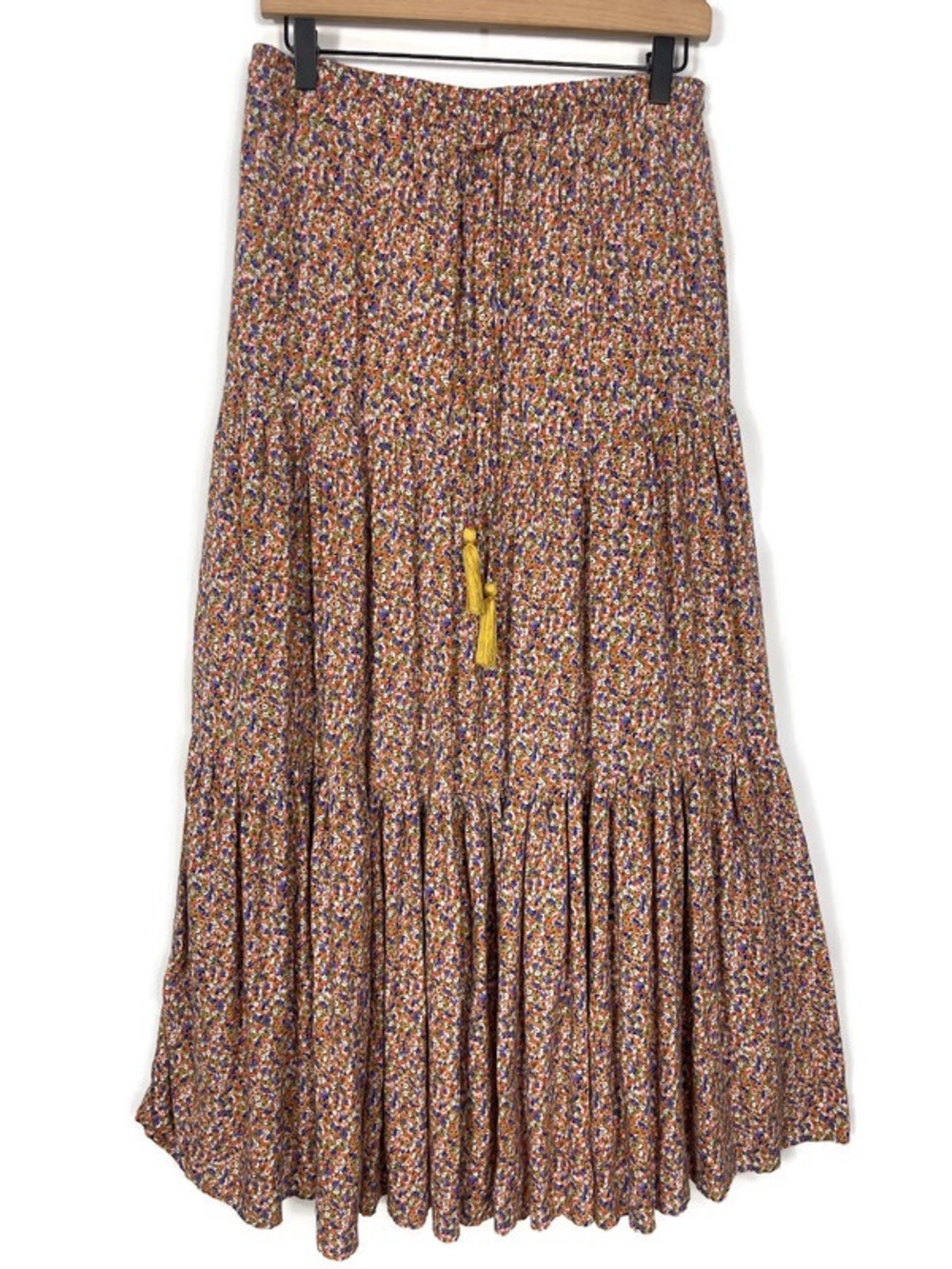Molly Green Floral Tiered Maxi Skirt Size Large